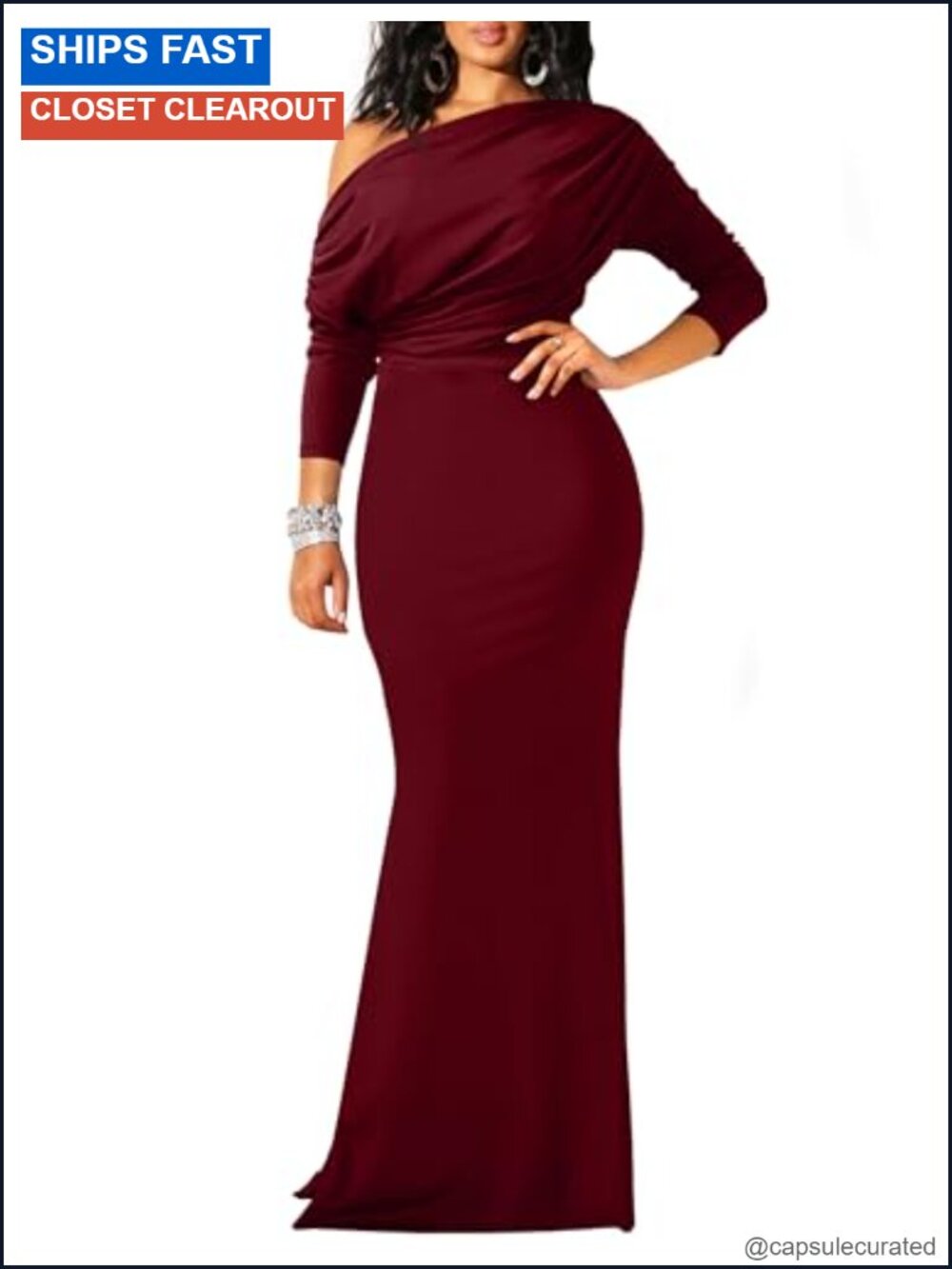Long Sleeve Off Shoulder Mermaid Formal Evening Dress